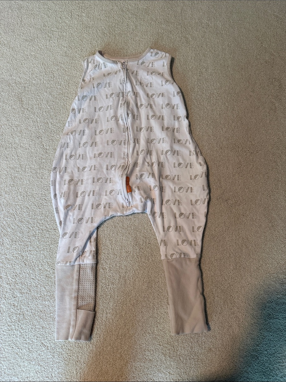 Baby Transitional Sleepsack with LOVE Print - Light Beige